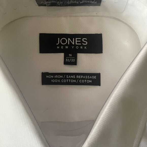 Jones New York Men's Solid Premium Dress Shirt - White - Large 16.5 - 32/33 - Picture 1 of 6
